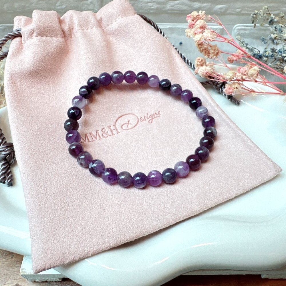6mm Chevron Amethyst Stretch Bracelet